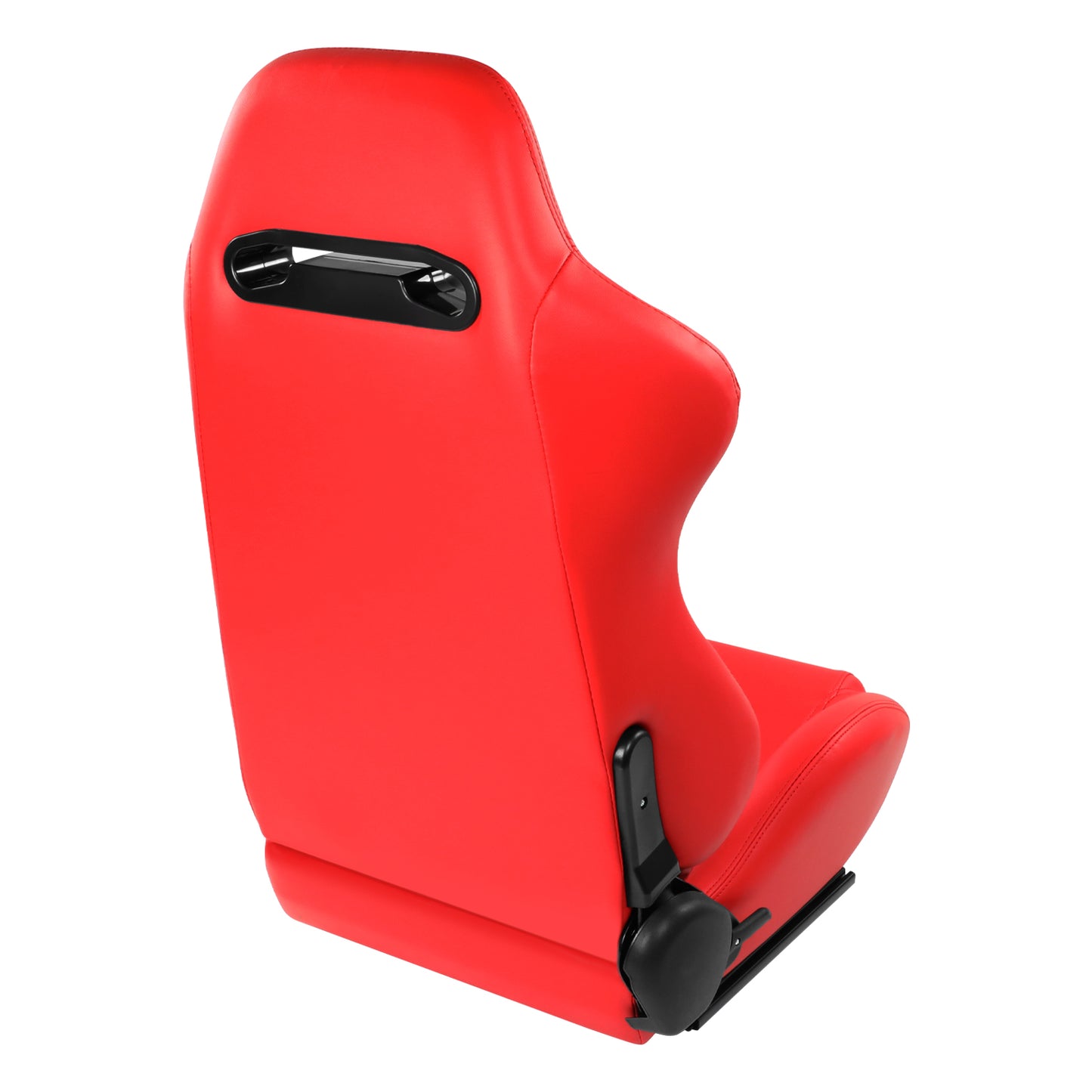 ASIENTOS RACING PVC*ALL IN BLACK + RED STITCHING (YOU CAN CHANGE THE COLOR)*STEEL SEAT FRAME & MEMORY FOAM*BLACK SAFETY BELT HOLES*WITH SINGLE ADJUSTOR & SINGLE SLIDER