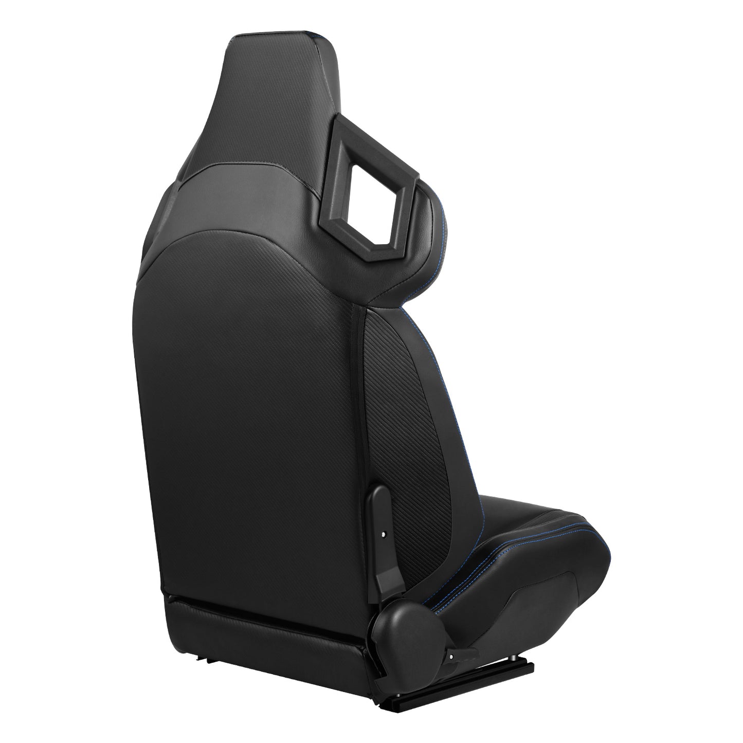 ASIENTOS RACING BLACK PVC + BLACK CARBON LOOKING LEATHER + LIGHT EDGE*STEEL SEAT FRAME & MEMORY FOAM*BLACK SAFETY BELT HOLES*WITH SINGLE ADJUSTOR & DOUBLE SLIDER
