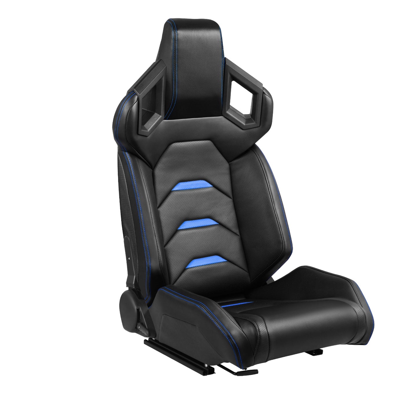 ASIENTOS RACING BLACK PVC + BLACK CARBON LOOKING LEATHER + LIGHT EDGE*STEEL SEAT FRAME & MEMORY FOAM*BLACK SAFETY BELT HOLES*WITH SINGLE ADJUSTOR & DOUBLE SLIDER