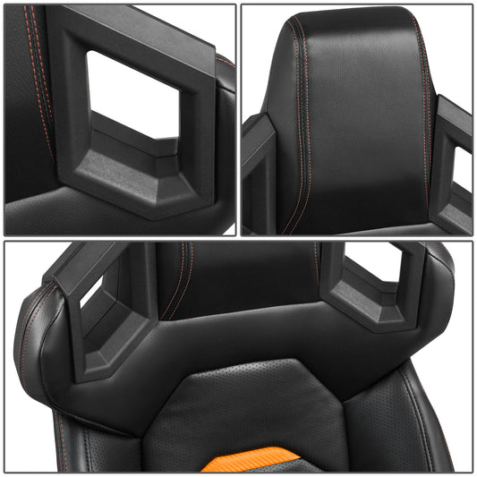 ASIENTOS RACING BLACK PVC + BLACK CARBON LOOKING LEATHER + LIGHT EDGE*STEEL SEAT FRAME & MEMORY FOAM*BLACK SAFETY BELT HOLES*WITH SINGLE ADJUSTOR & DOUBLE SLIDER