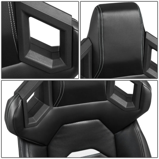 ASIENTOS RACING BLACK PVC + BLACK CARBON LOOKING LEATHER + LIGHT EDGE*STEEL SEAT FRAME & MEMORY FOAM*BLACK SAFETY BELT HOLES*WITH SINGLE ADJUSTOR & DOUBLE SLIDER