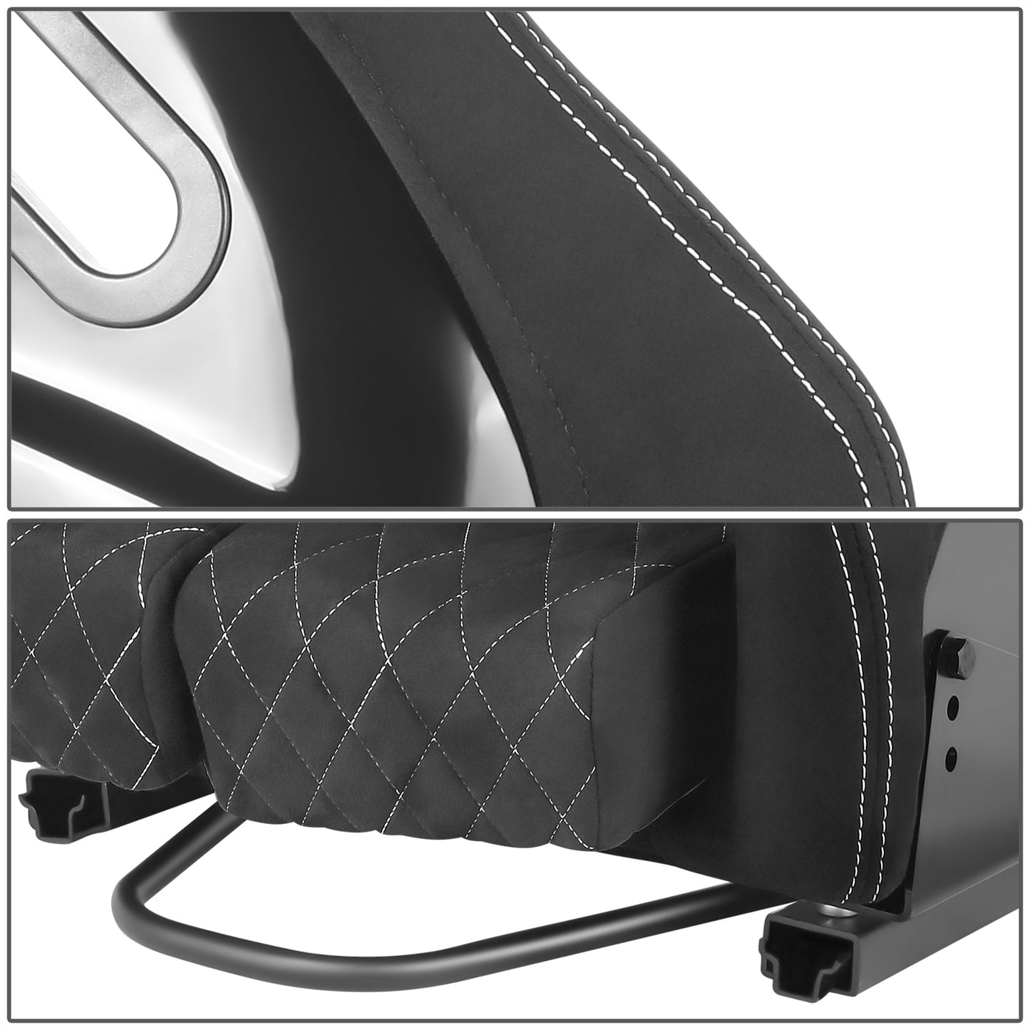 ASIENTOS RACING SUEDE*ALL IN BLACK + ORANGE STITCHING (YOU CAN CHANGE THE COLOR)*FIBERGLASS & MEMORY FOAM*BLACK SAFETY BELT HOLES*WITH DOUBLE SLIDER