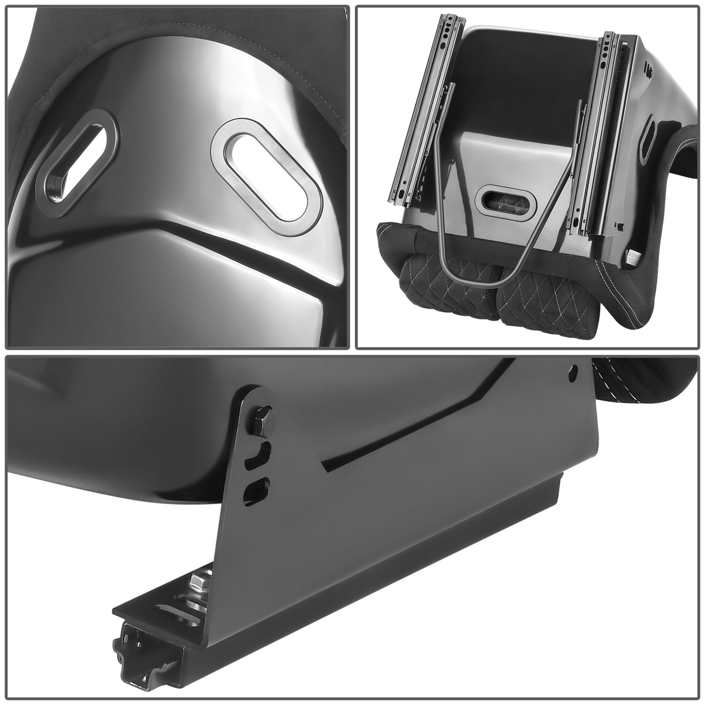 ASIENTOS RACING SUEDE*ALL IN BLACK + ORANGE STITCHING (YOU CAN CHANGE THE COLOR)*FIBERGLASS & MEMORY FOAM*BLACK SAFETY BELT HOLES*WITH DOUBLE SLIDER