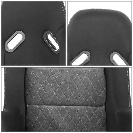 ASIENTOS RACING SUEDE*ALL IN BLACK + ORANGE STITCHING (YOU CAN CHANGE THE COLOR)*FIBERGLASS & MEMORY FOAM*BLACK SAFETY BELT HOLES*WITH DOUBLE SLIDER