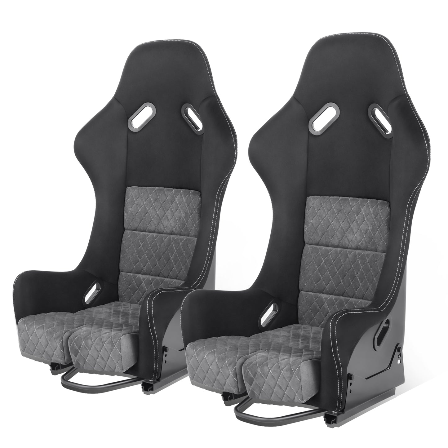ASIENTOS RACING SUEDE*ALL IN BLACK + ORANGE STITCHING (YOU CAN CHANGE THE COLOR)*FIBERGLASS & MEMORY FOAM*BLACK SAFETY BELT HOLES*WITH DOUBLE SLIDER