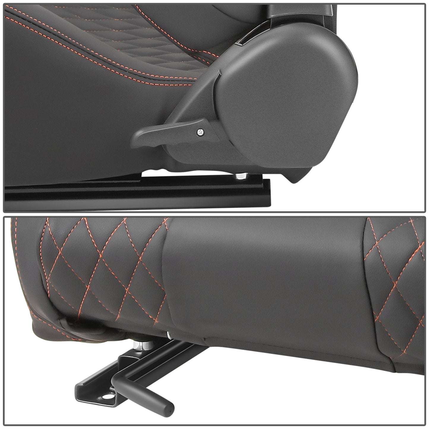 ASIENTOS RACING BLACK PVC - VEHICLE WITH AFTERMARKET BOTTOM MOUNT SEAT BRACKETS