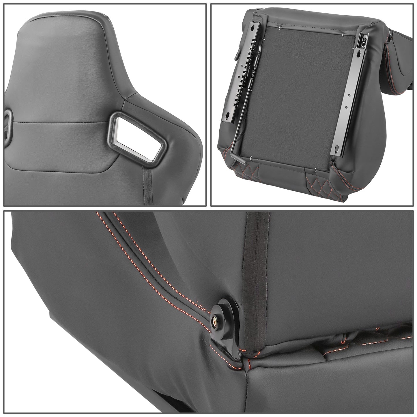 ASIENTOS RACING BLACK PVC - VEHICLE WITH AFTERMARKET BOTTOM MOUNT SEAT BRACKETS