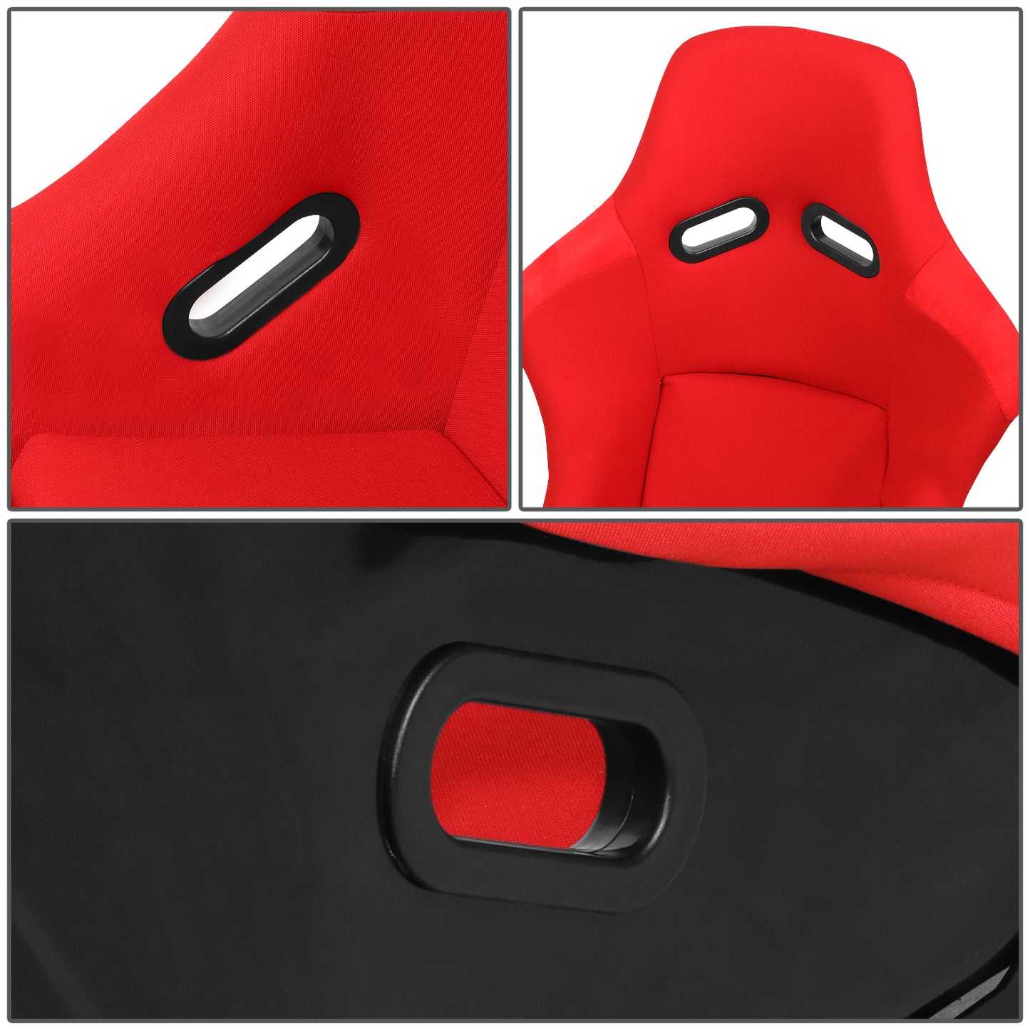 ASIENTOS RACING BUCKET - FABRIC - FIBERGLASS FRAME - W/ SLIDER - RED