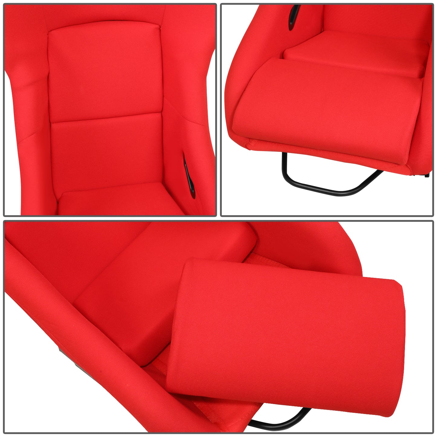 ASIENTOS RACING BUCKET - FABRIC - FIBERGLASS FRAME - W/ SLIDER - RED