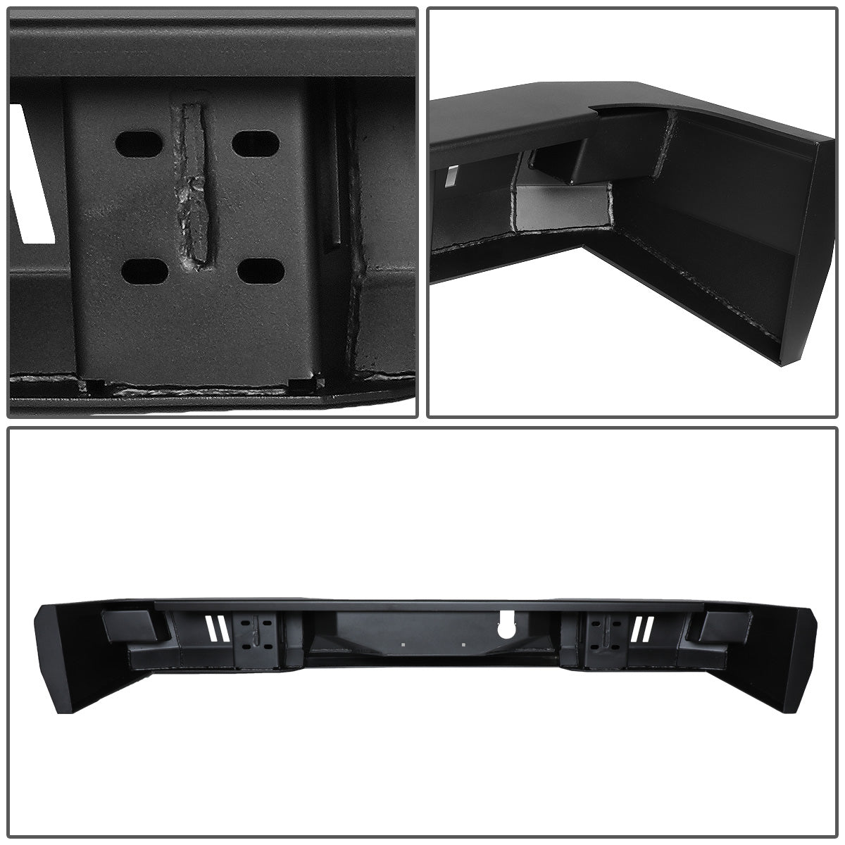 DEFENSA TRASERA OFF ROAD 09-18 DODGE RAM 1500 / 10-18 DODGE RAM 2500, 3500 - W/ D-RING SHACKLES - FITS MODELS WITHOUT REAR SENSORS - BLACK