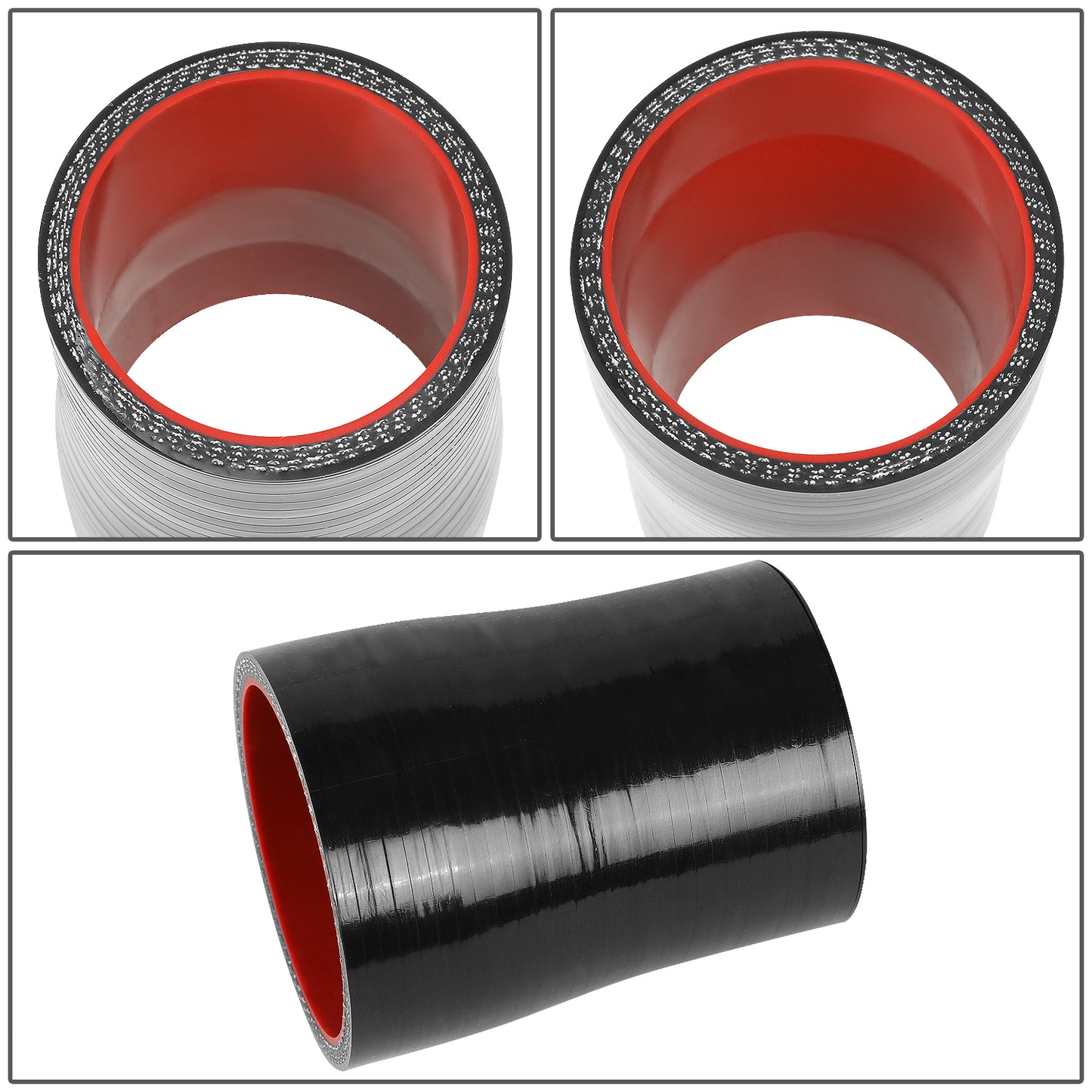 COPLE DE SILICON 3-PLY - 1.75" TO 2.00" REDUCER - BLACK / RED - RM5-5