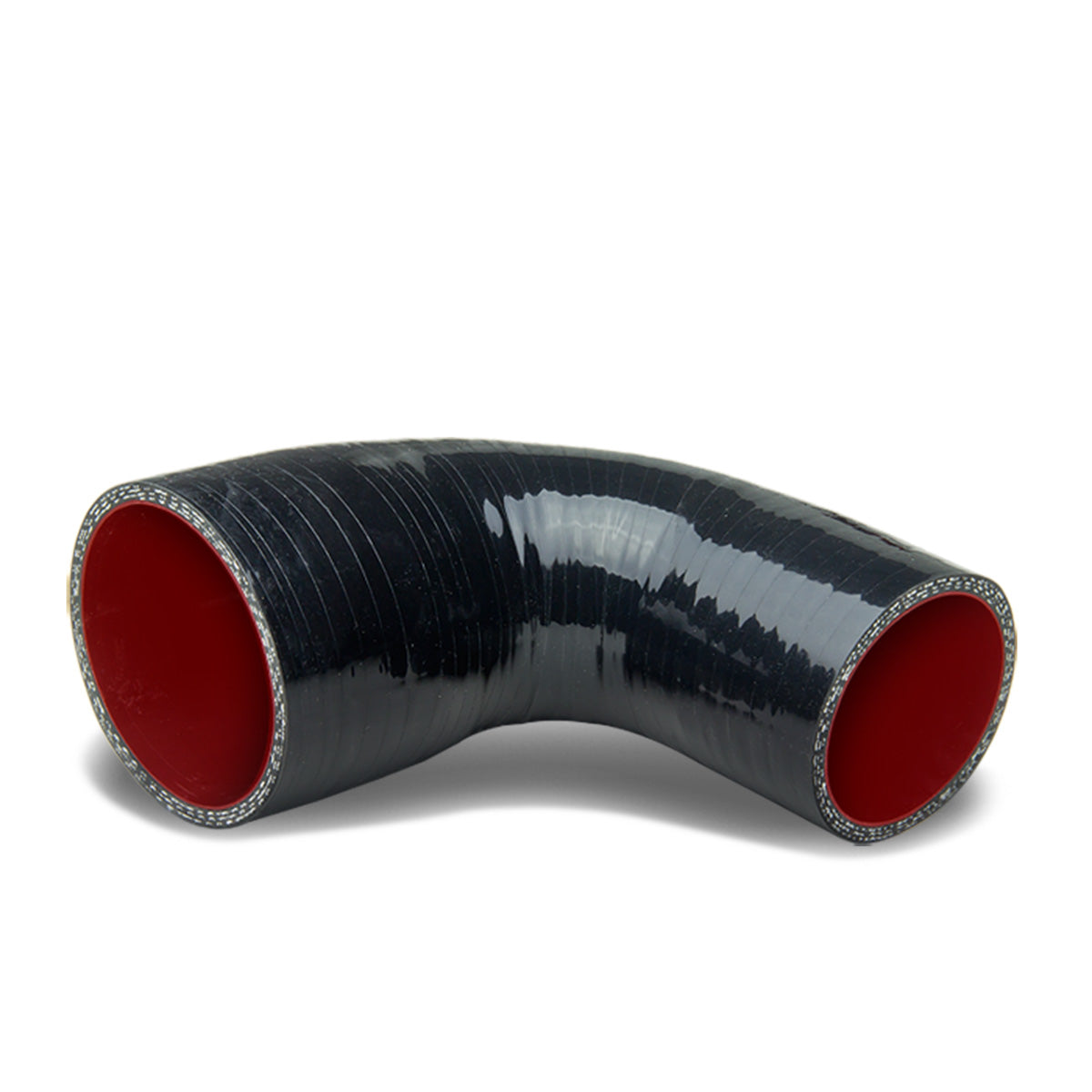 COPLE DE SILICON 3-PLY - 2.00" TO 2.50" REDUCER W/ 90 DEGREE- BLACK / RED