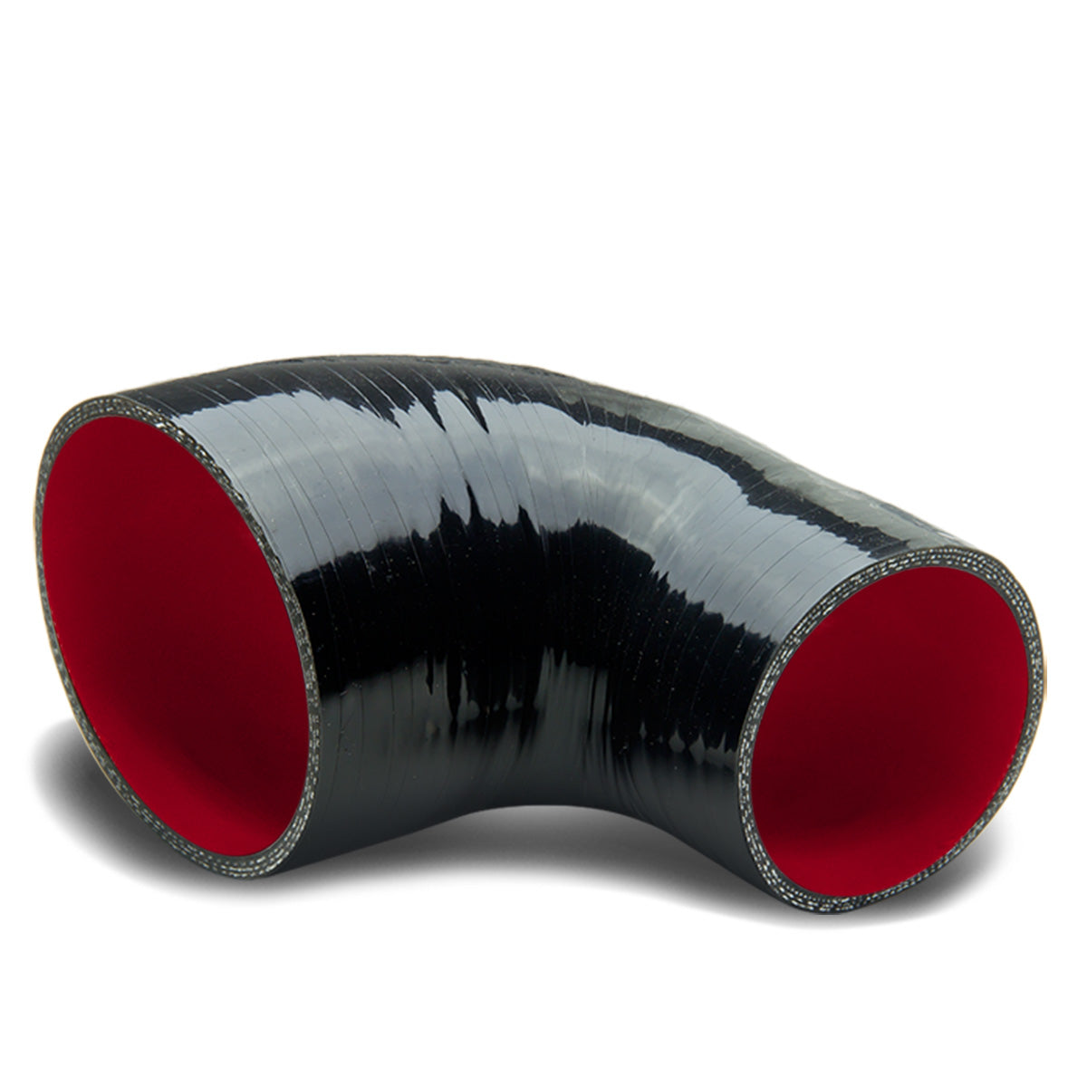 COPLE DE SILICON 3-PLY - 3.00" TO 4.00" REDUCER W/ 90 DEGREE - BLACK / RED - RM5-1