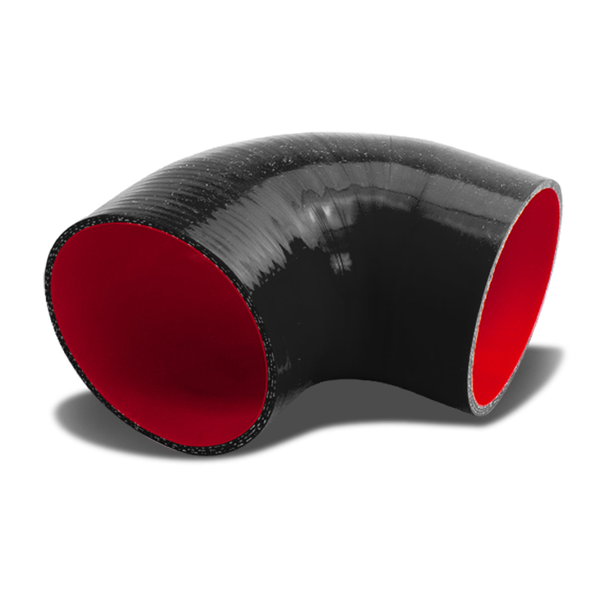 COPLE DE SILICON 3-PLY - 3.50" W/ 90 DEGREE - BLACK / RED - RM6-1