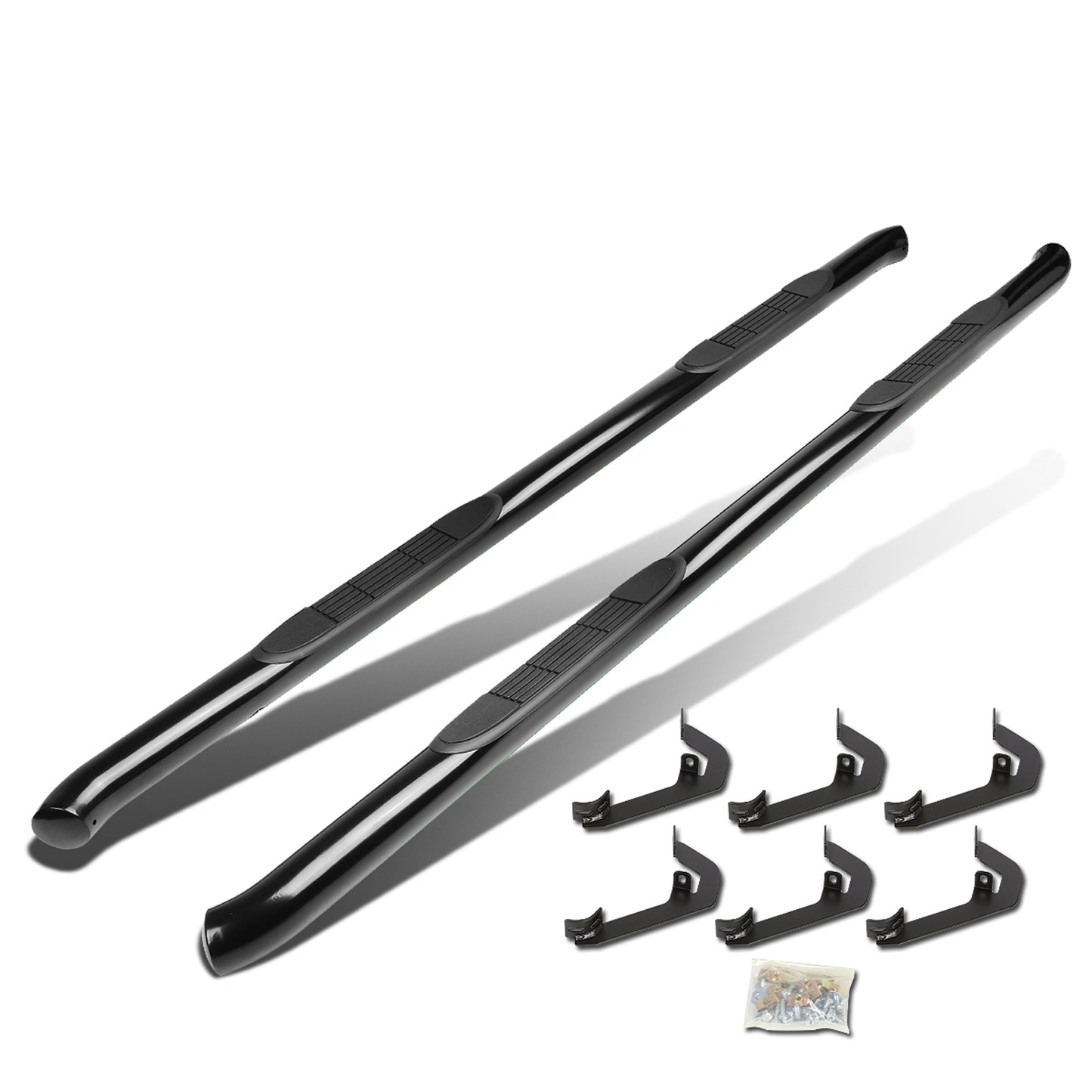 ESTRIBOS 3" - ROUND - 45 DEG - 07-16 CHEVY SILVERADO / GMC SIERRA HD - CREW CAB - BLACK