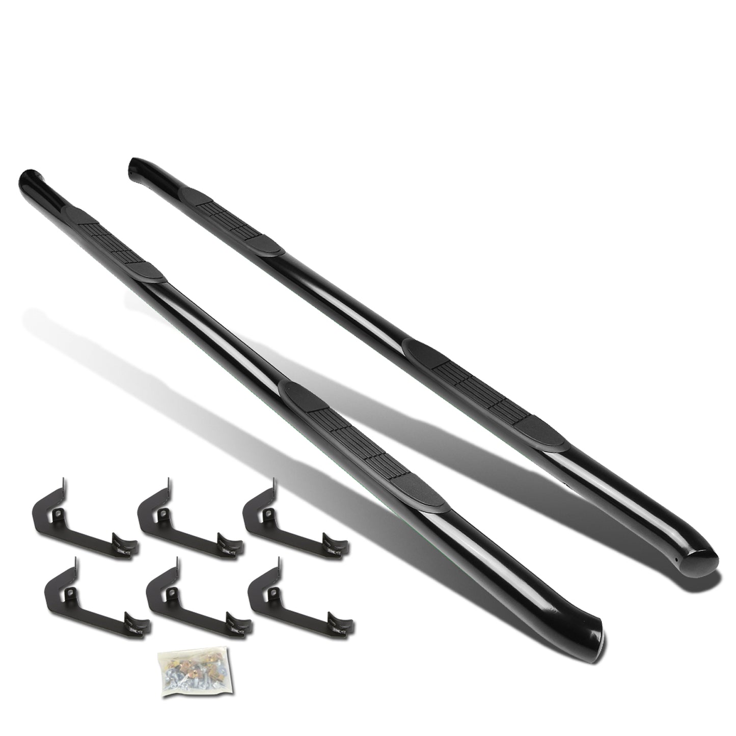 ESTRIBOS 3" - ROUND - 45 DEG - 07-16 CHEVY SILVERADO / GMC SIERRA HD - CREW CAB - BLACK