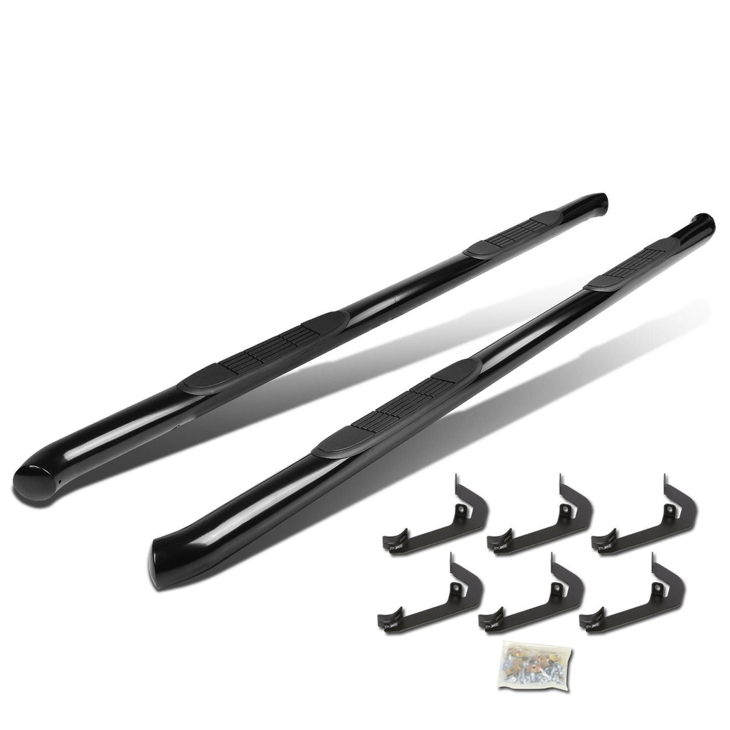 ESTRIBOS 3" - ROUND - 45 DEG - 07-16 CHEVY SILVERADO / GMC SIERRA HD - CREW CAB - BLACK