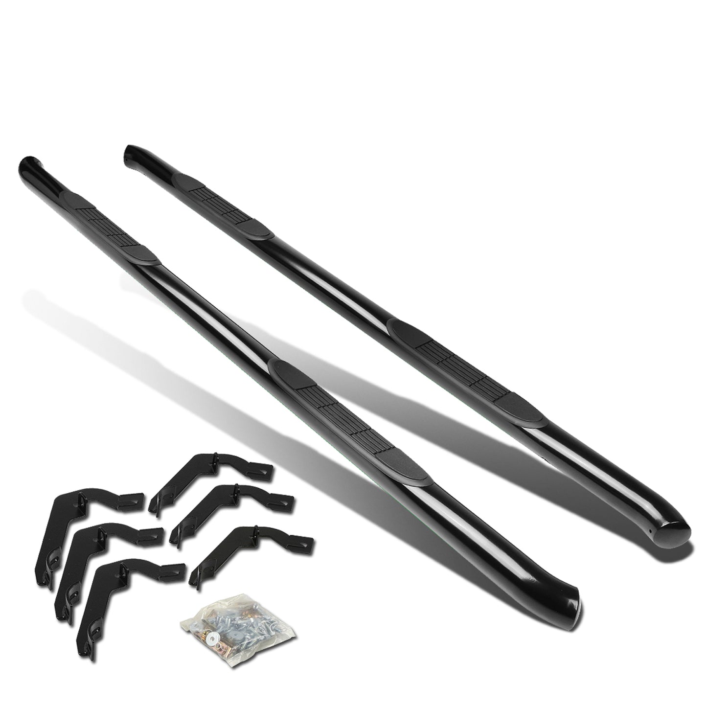 ESTRIBOS 3" - ROUND - 45 DEG - 99-16 CHEVY SILVERADO / GMC SIERRA HD - EXTENDED CAB - BLACK