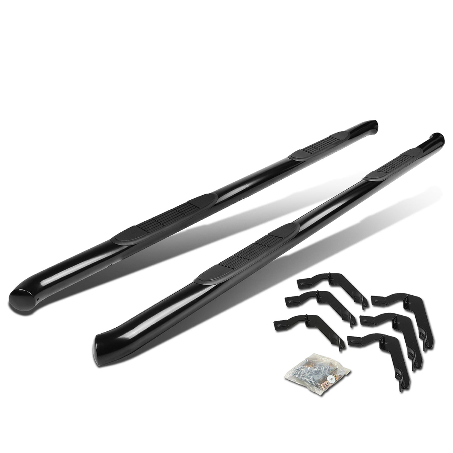 ESTRIBOS 3" - ROUND - 45 DEG - 99-16 CHEVY SILVERADO / GMC SIERRA HD - EXTENDED CAB - BLACK