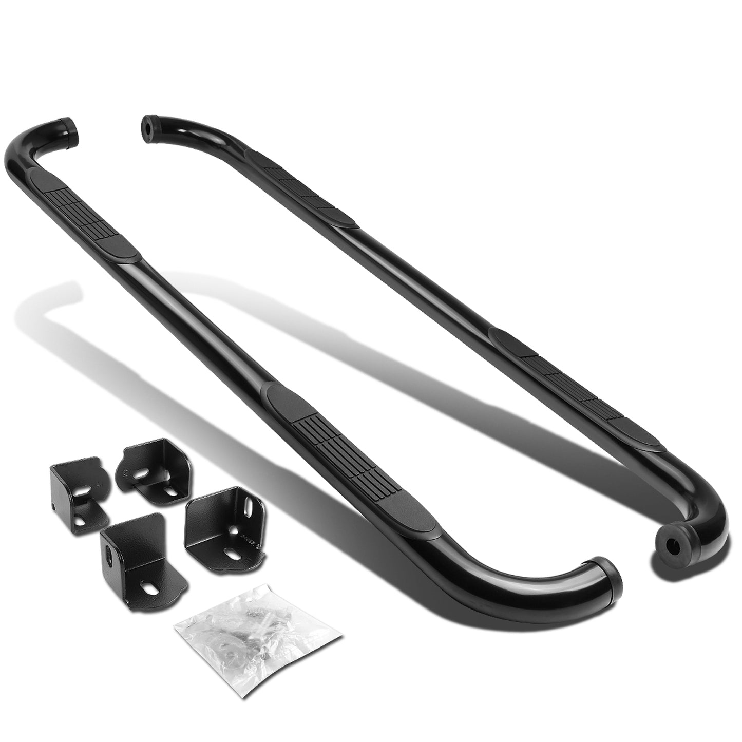 ESTRIBOS 3" - ROUND - 90 DEG - 04-12 CHEVY COLORADO, GMC CANYON / 06-08 ISUZU I-SERIES PICKUP - EXTENDED CAB - BLACK