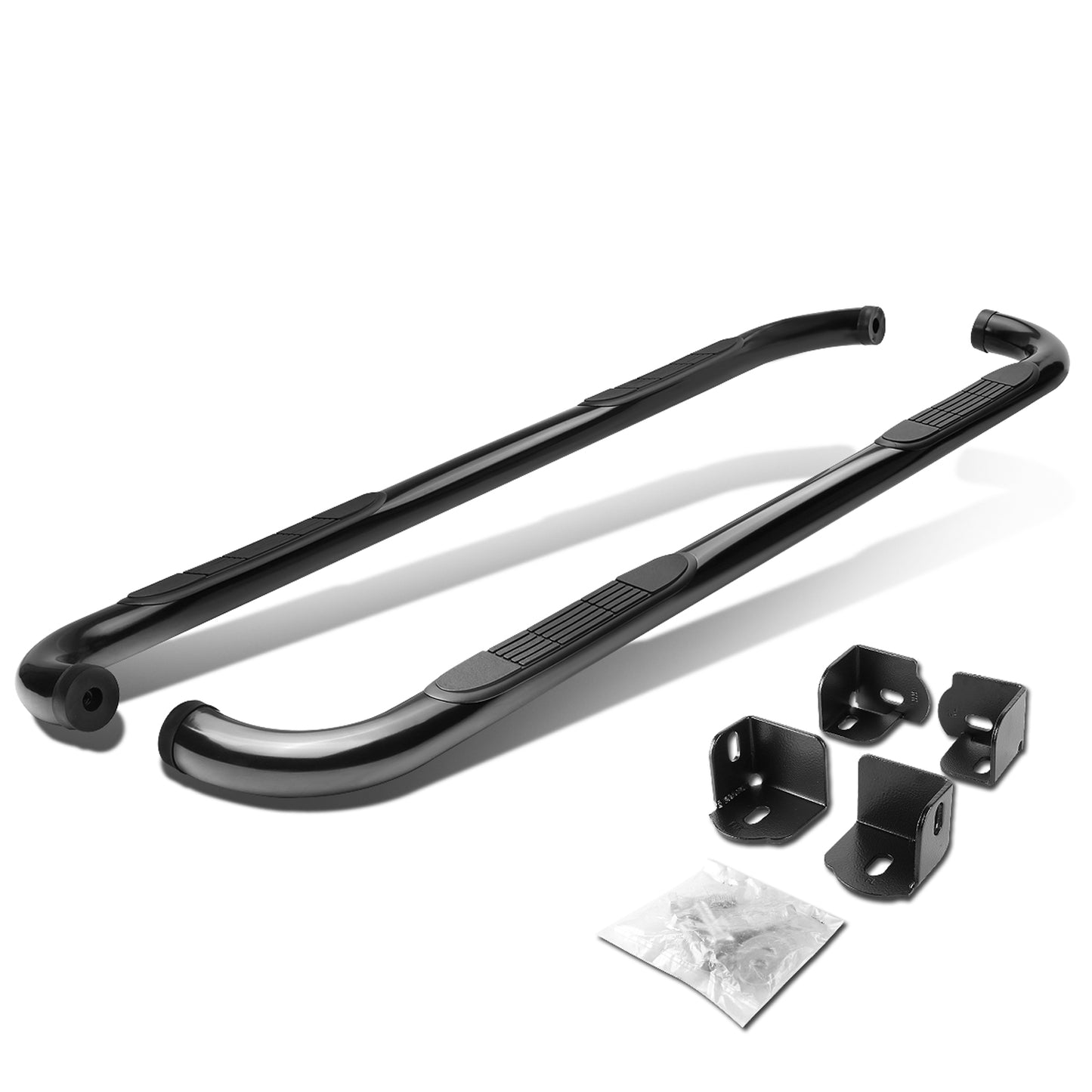 ESTRIBOS 3" - ROUND - 90 DEG - 04-12 CHEVY COLORADO, GMC CANYON / 06-08 ISUZU I-SERIES PICKUP - EXTENDED CAB - BLACK