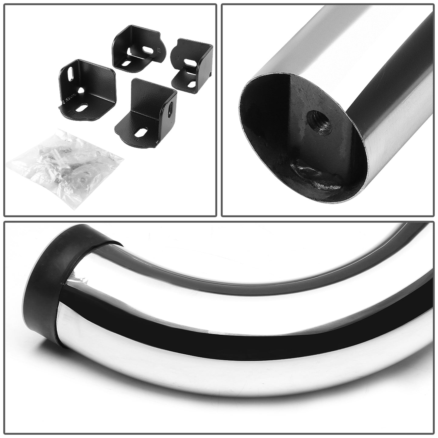 ESTRIBOS 3" - ROUND - 90 DEG - 04-12 CHEVY COLORADO, GMC CANYON / 06-08 ISUZU I-SERIES PICKUP - EXTENDED CAB - SILVER