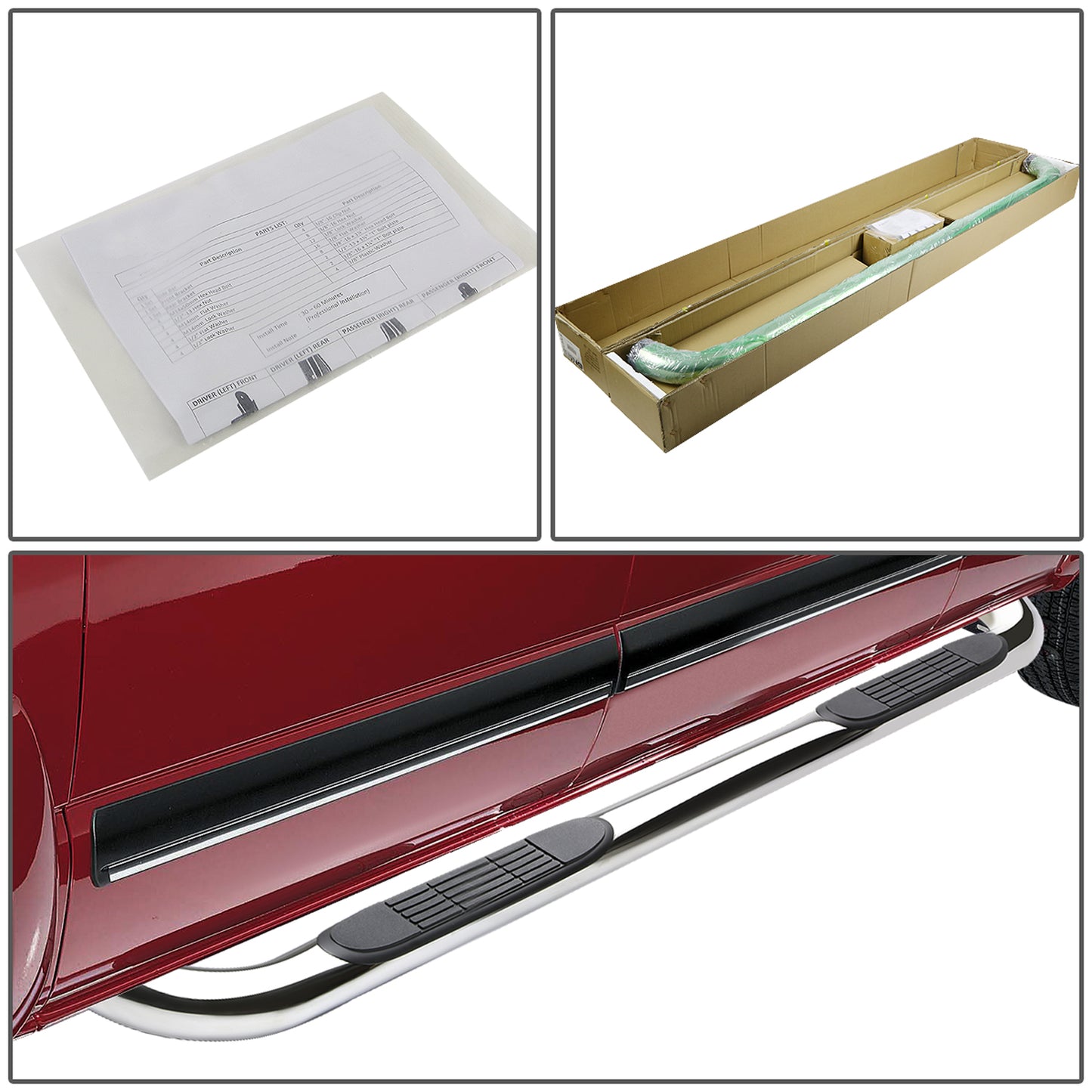 ESTRIBOS 3" - ROUND - 90 DEG - 04-12 CHEVY COLORADO, GMC CANYON / 06-08 ISUZU I-SERIES PICKUP - EXTENDED CAB - SILVER