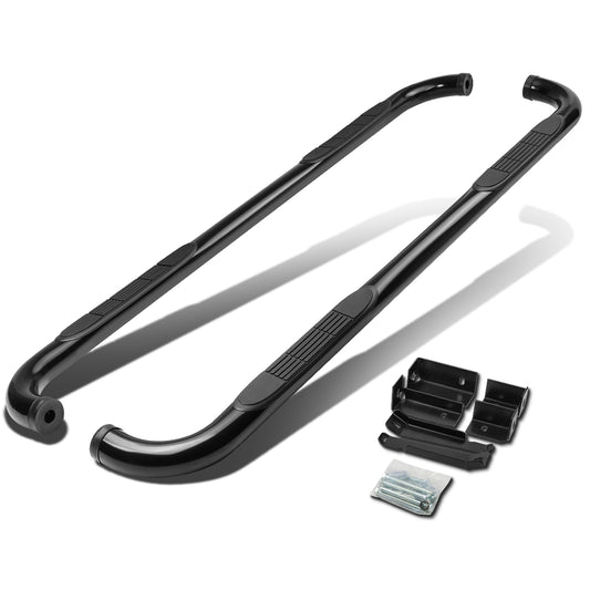 ESTRIBOS 3" - ROUND - 90 DEG - 99-16 CHEVY SILVERADO, GMC SIERRA - EXTENDED CAB - BLACK