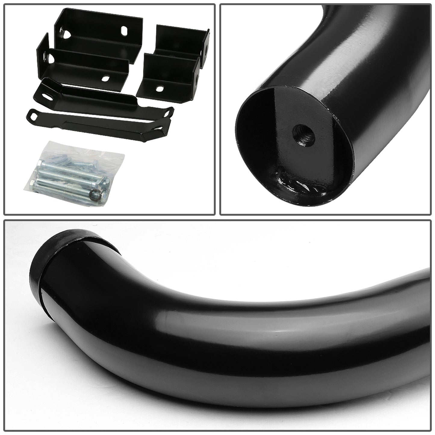 ESTRIBOS 3" - ROUND - 90 DEG - 99-16 CHEVY SILVERADO, GMC SIERRA - EXTENDED CAB - BLACK