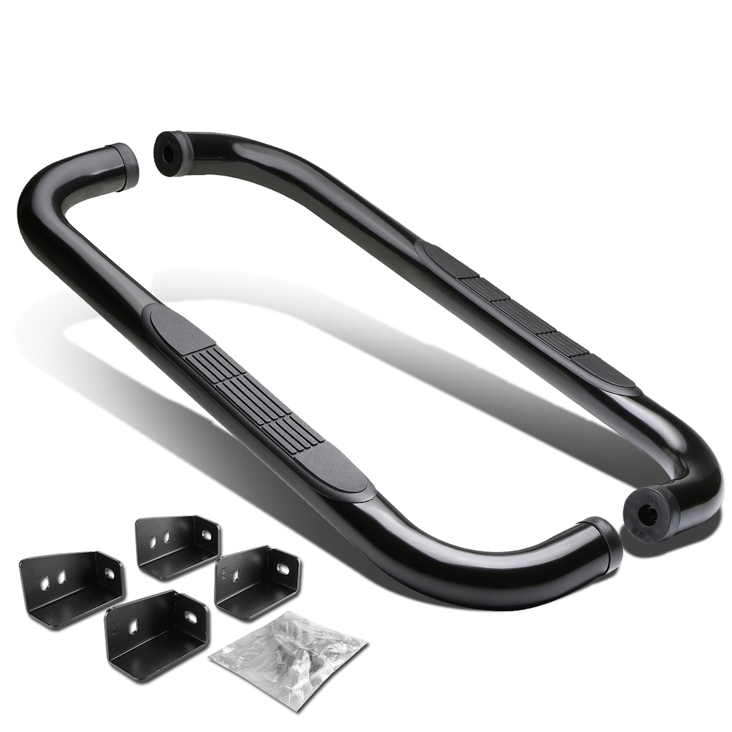 ESTRIBOS 3" - ROUND - 90 DEG - 99-16 CHEVY SILVERADO, GMC SIERRA - STANDARD CAB - BLACK
