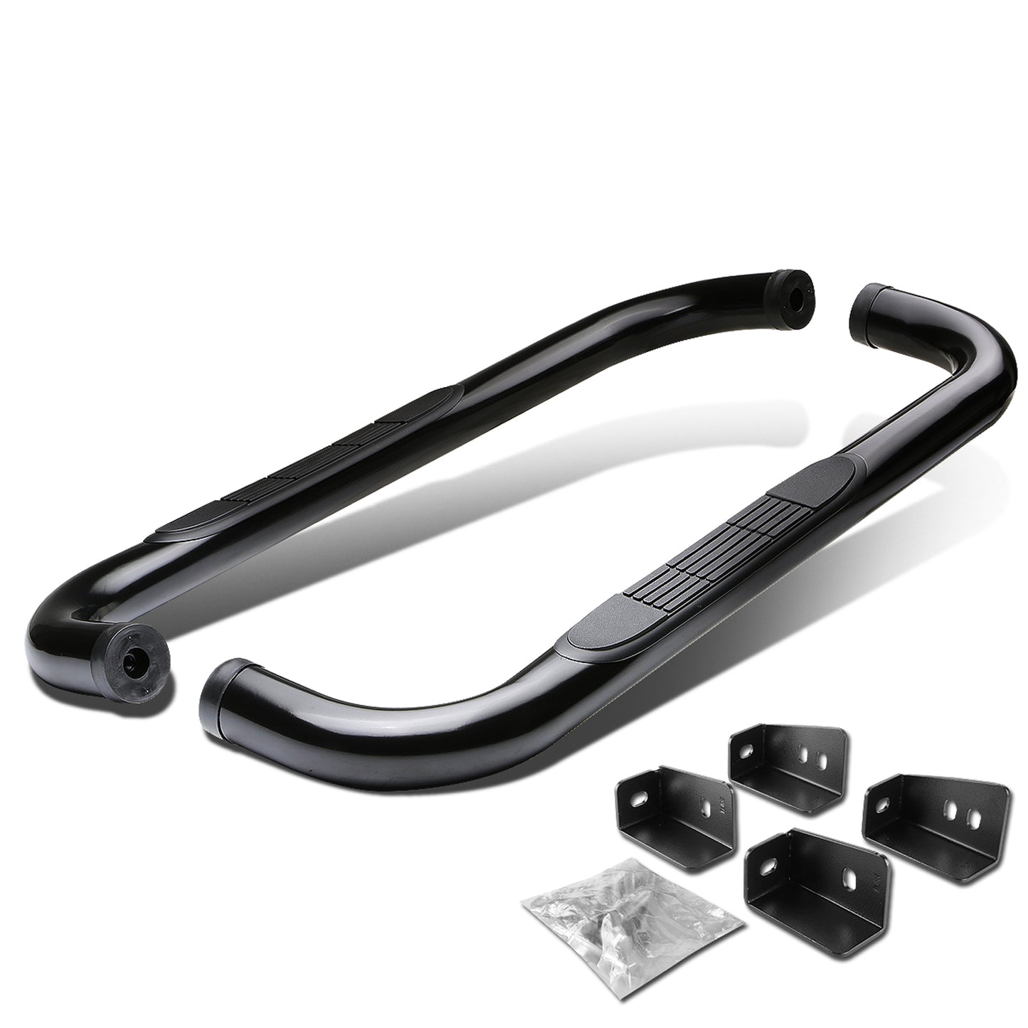 ESTRIBOS 3" - ROUND - 90 DEG - 99-16 CHEVY SILVERADO, GMC SIERRA - STANDARD CAB - BLACK