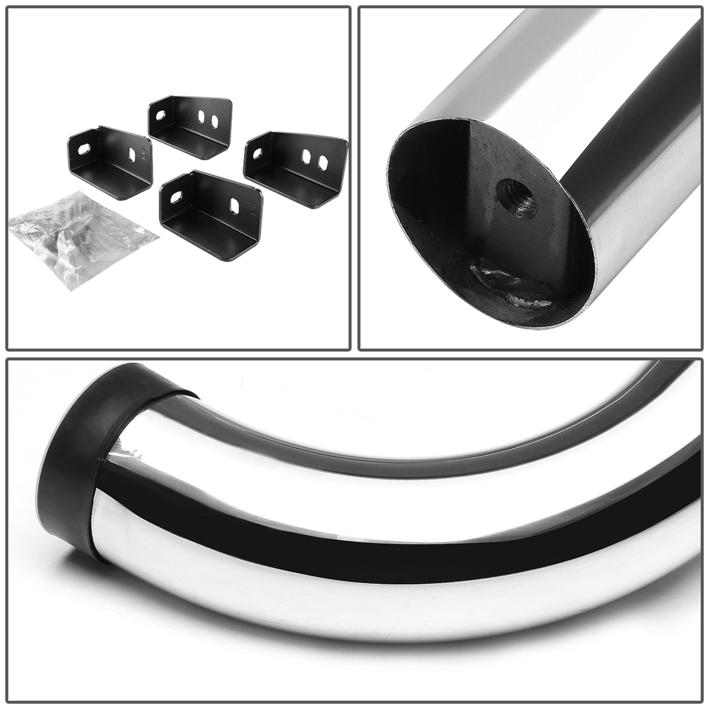 ESTRIBOS 3" - ROUND - 90 DEG - 99-16 CHEVY SILVERADO, GMC SIERRA - STANDARD CAB - SILVER