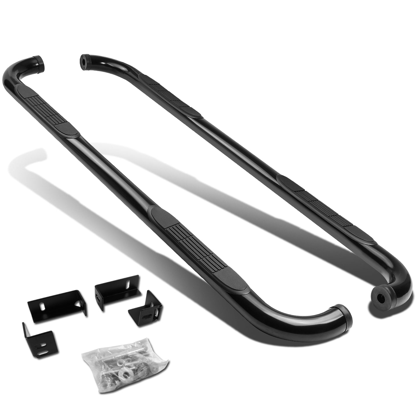 ESTRIBOS 3" - ROUND - 90 DEG - 04-14 CHEVY COLORADO / 04-12 GMC CANYON - CREW CAB - BLACK