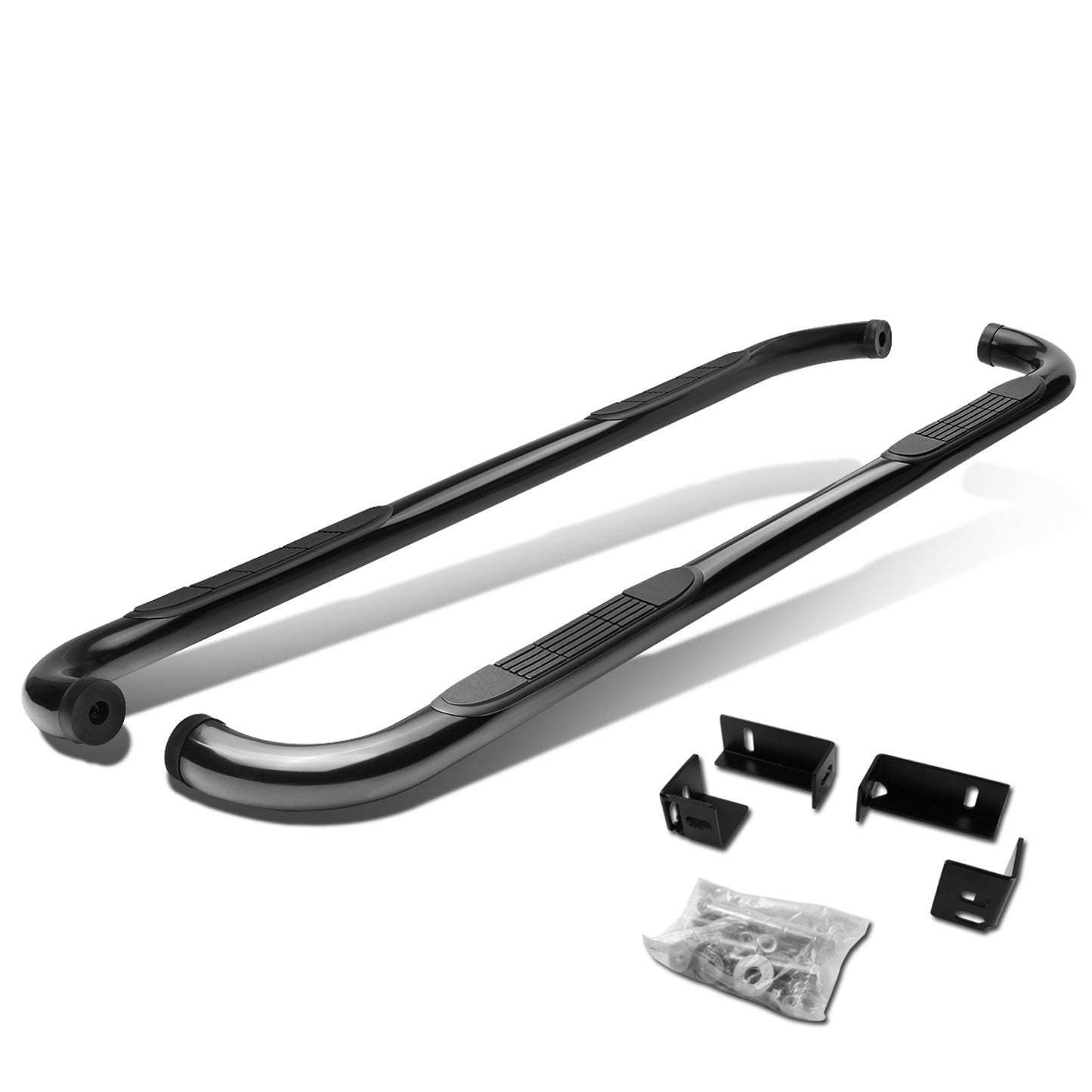ESTRIBOS 3" - ROUND - 90 DEG - 04-14 CHEVY COLORADO / 04-12 GMC CANYON - CREW CAB - BLACK