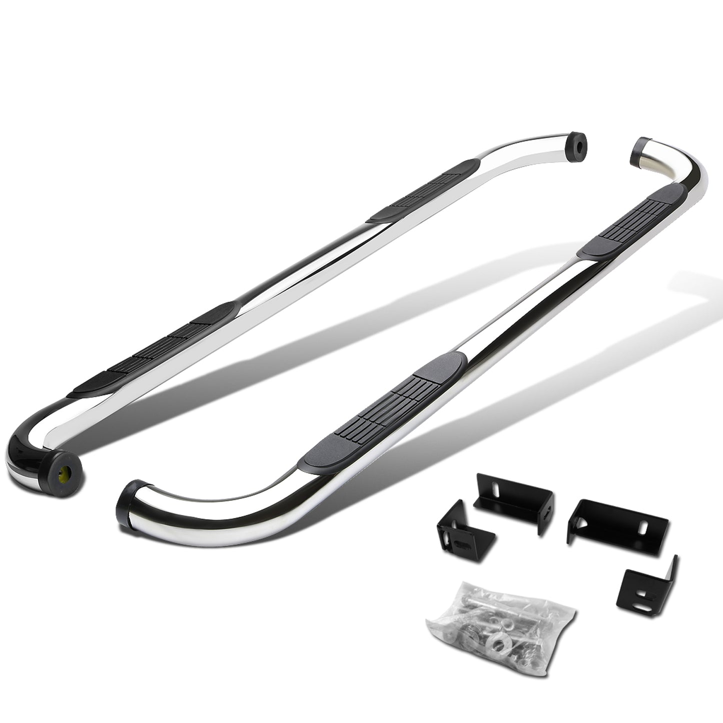 ESTRIBOS 3" - ROUND - 90 DEG - 04-14 CHEVY COLORADO / 04-12 GMC CANYON - CREW CAB - SILVER