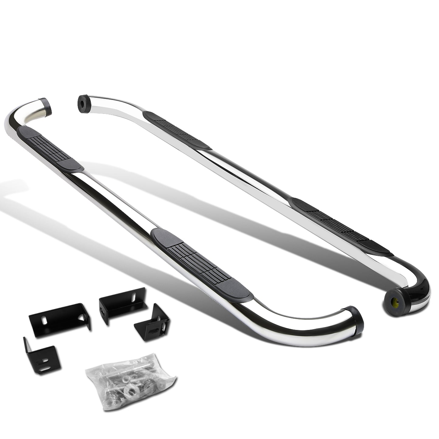 ESTRIBOS 3" - ROUND - 90 DEG - 04-14 CHEVY COLORADO / 04-12 GMC CANYON - CREW CAB - SILVER