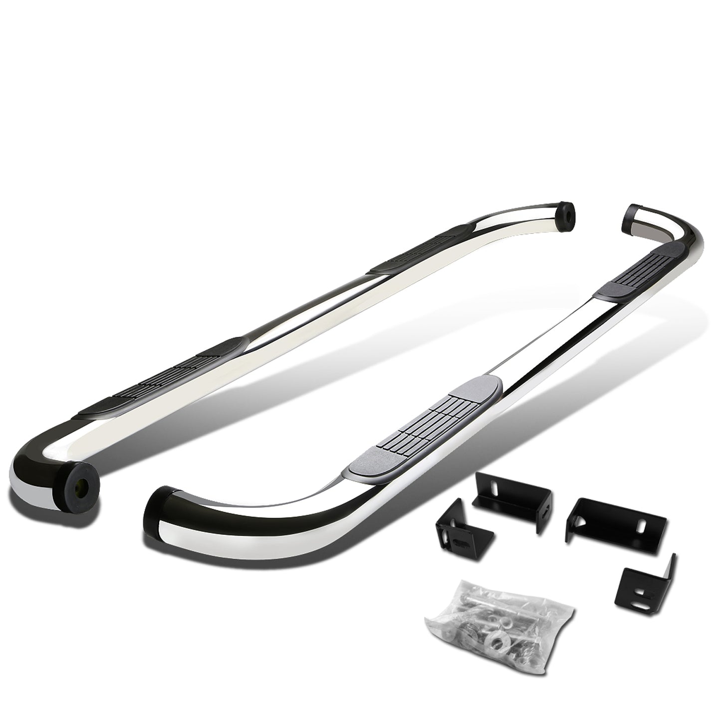 ESTRIBOS 3" - ROUND - 90 DEG - 04-14 CHEVY COLORADO / 04-12 GMC CANYON - CREW CAB - SILVER