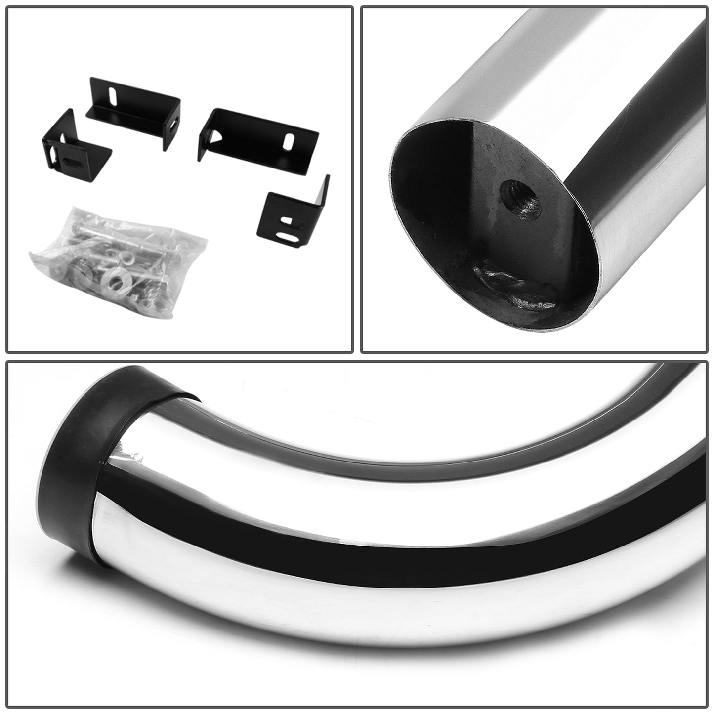 ESTRIBOS 3" - ROUND - 90 DEG - 04-14 CHEVY COLORADO / 04-12 GMC CANYON - CREW CAB - SILVER