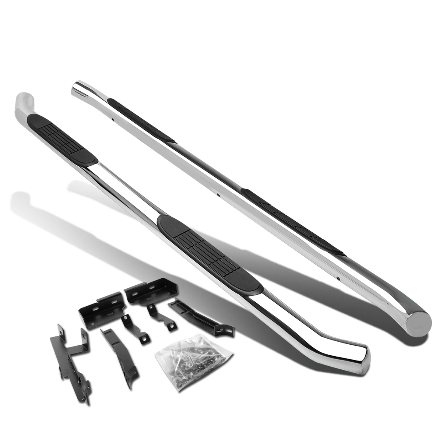 ESTRIBOS 3" - ROUND - 45 DEG - 10-16 CHEVY EQUINOX, GMC TERRAIN - DOES NOT FIT DENALI MODELS - SILVER