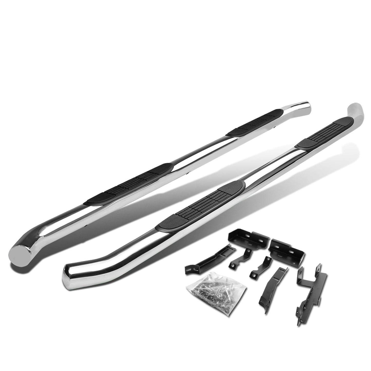 ESTRIBOS 3" - ROUND - 45 DEG - 10-16 CHEVY EQUINOX, GMC TERRAIN - DOES NOT FIT DENALI MODELS - SILVER