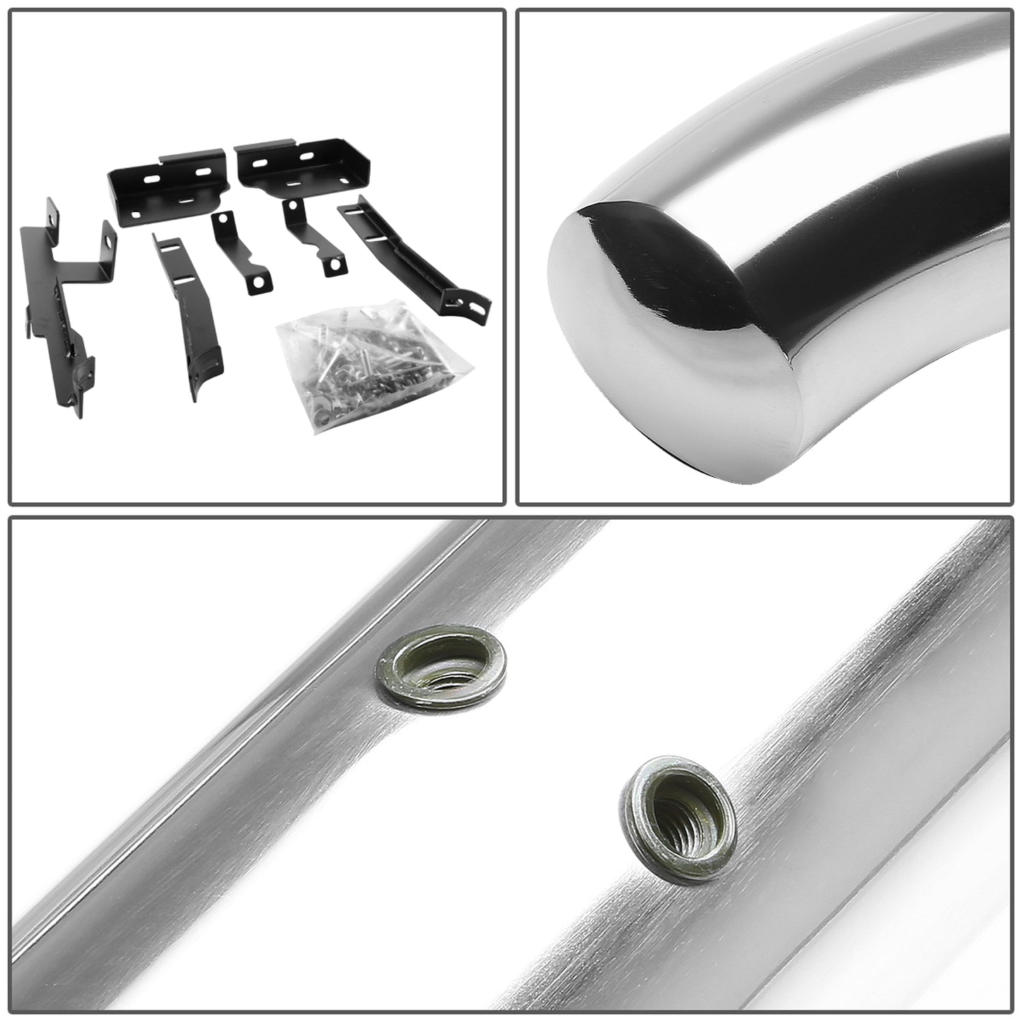 ESTRIBOS 3" - ROUND - 45 DEG - 10-16 CHEVY EQUINOX, GMC TERRAIN - DOES NOT FIT DENALI MODELS - SILVER