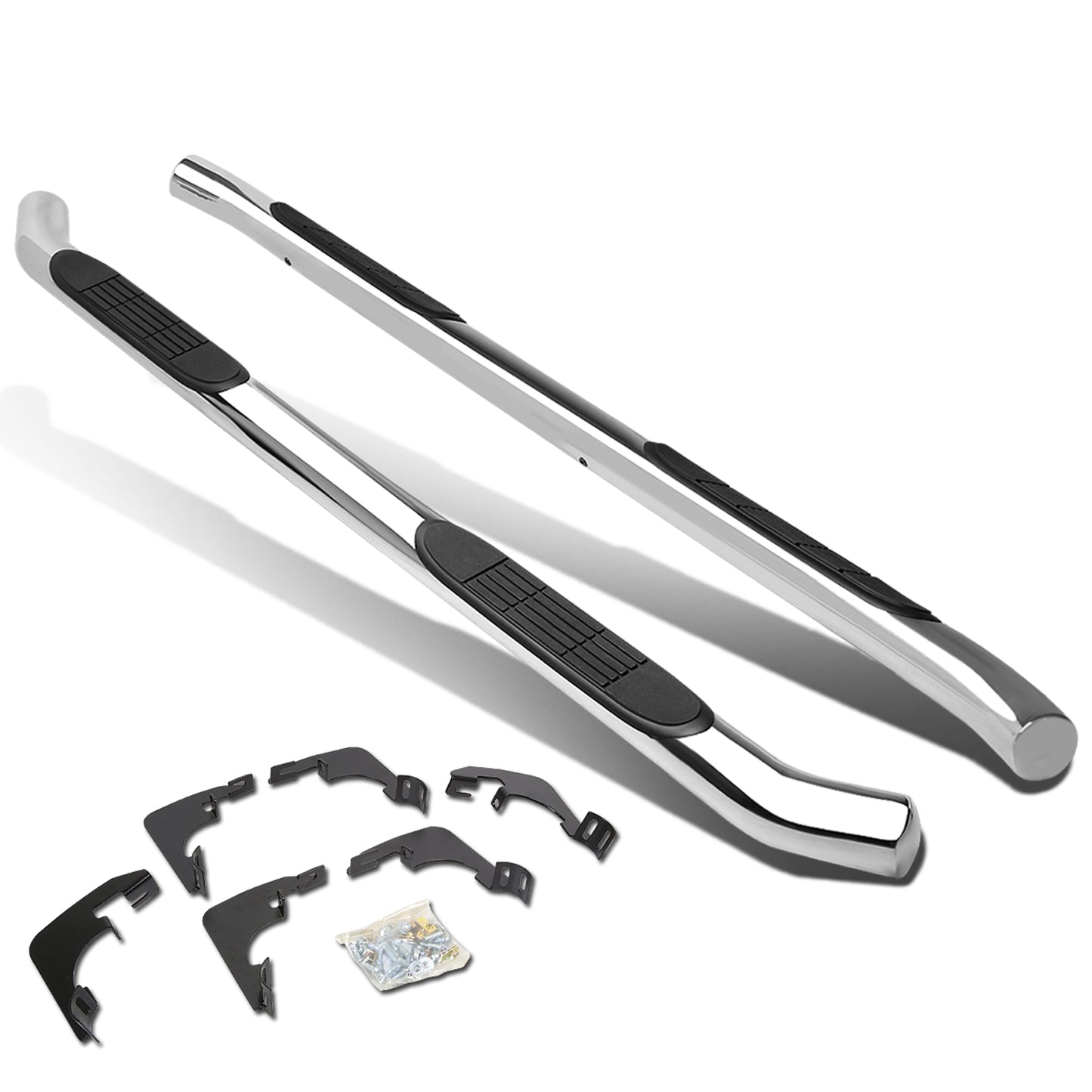 ESTRIBOS 3" - ROUND - 45 DEG - 15-24 CHEVROLET COLORADO, GMC CANYON - CREW CAB - SILVER