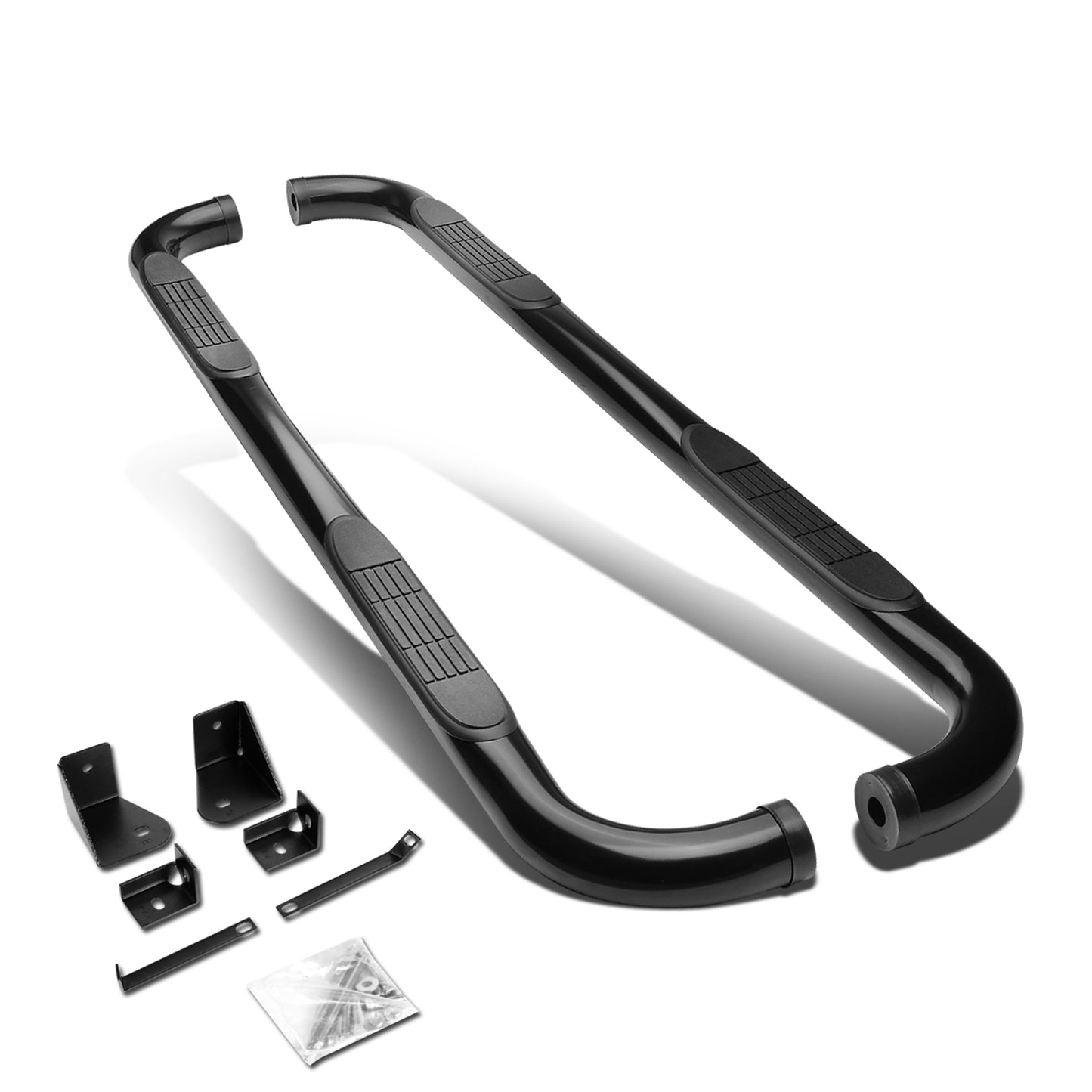 ESTRIBOS 3" - ROUND - 90 DEG - 00-04 DODGE DAKOTA - QUAD CAB - BLACK