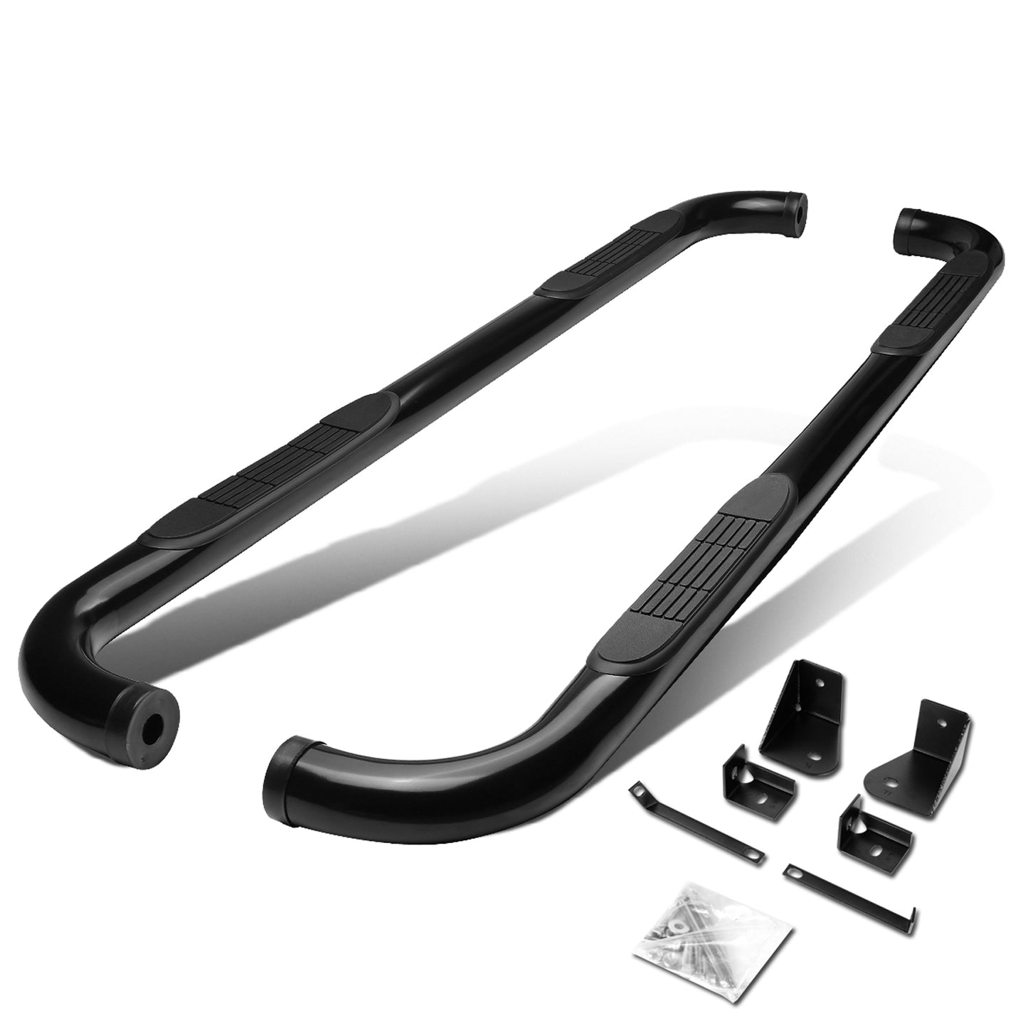 ESTRIBOS 3" - ROUND - 90 DEG - 00-04 DODGE DAKOTA - QUAD CAB - BLACK