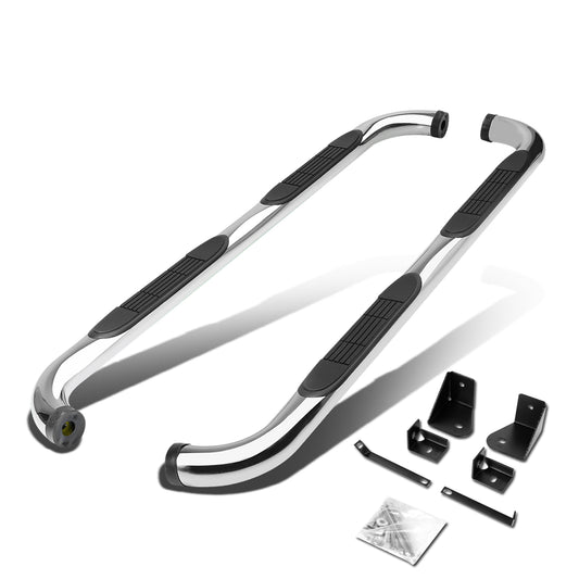 ESTRIBOS 3" - ROUND - 90 DEG - 00-04 DODGE DAKOTA - QUAD CAB - SILVER