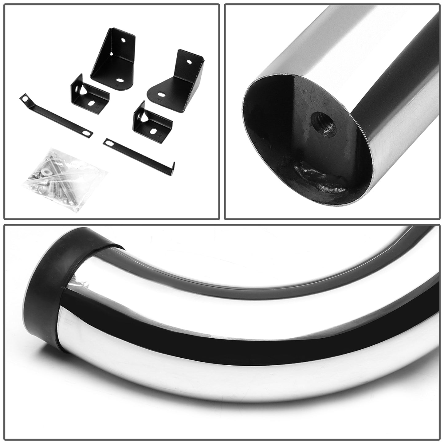 ESTRIBOS 3" - ROUND - 90 DEG - 00-04 DODGE DAKOTA - QUAD CAB - SILVER
