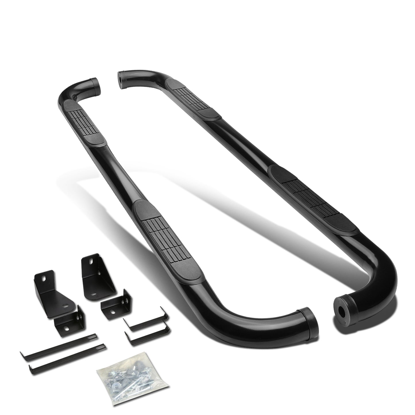 ESTRIBOS 3" - ROUND - 90 DEG - 05-10 DODGE DAKOTA / 2011 RAM DAKOTA - QUAD CAB - BLACK