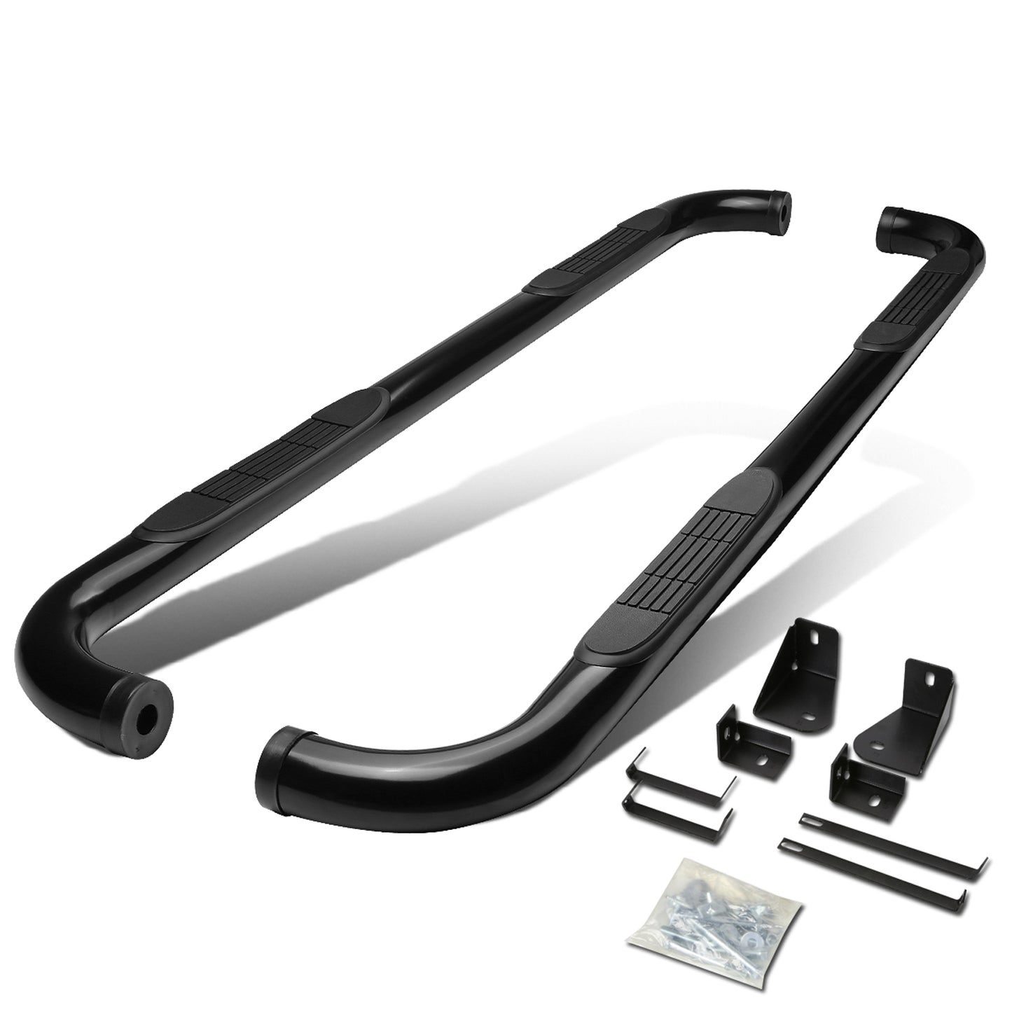 ESTRIBOS 3" - ROUND - 90 DEG - 05-10 DODGE DAKOTA / 2011 RAM DAKOTA - QUAD CAB - BLACK