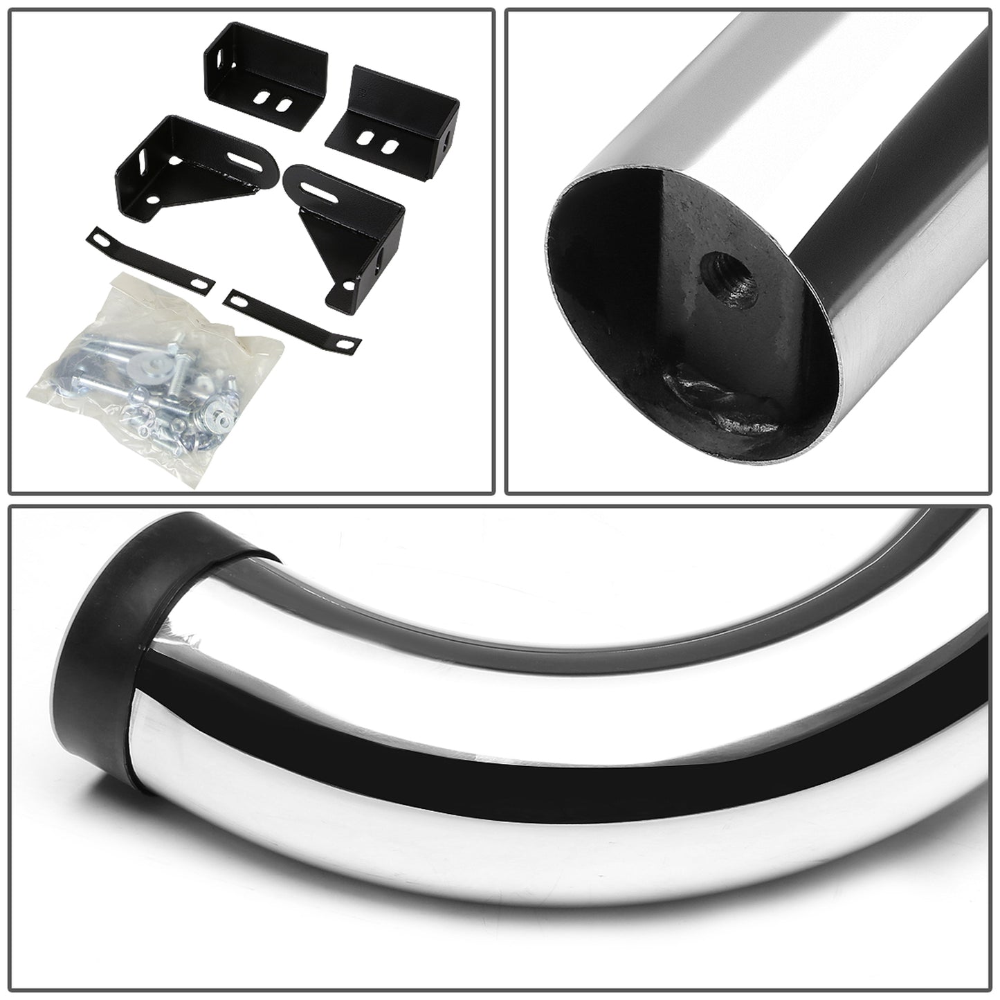 ESTRIBOS 3" - ROUND - 90 DEG - 04-09 DODGE DURANGO / 07-09 CHRYSLER ASPEN - SILVER