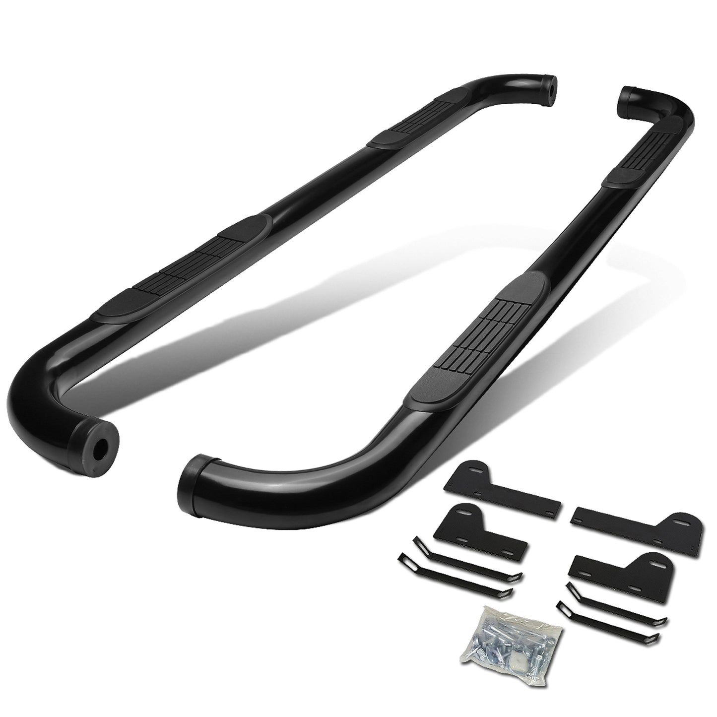 ESTRIBOS 3" - ROUND - 90 DEG - 06-08 DODGE RAM 1500 / 06-09 DODGE RAM 2500, 3500 - MEGA CAB - BLACK